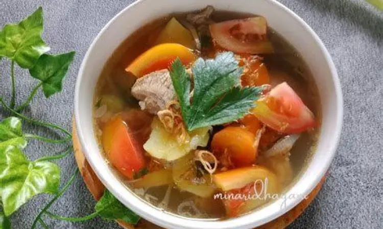 Bahan sayuran segar untuk sop daging sapi
