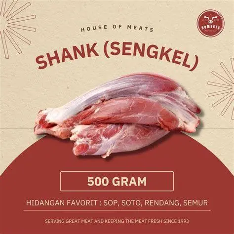 Daging Sapi Pilihan Potongan daging sapi bagian sengkel yang segar untuk bahan soto