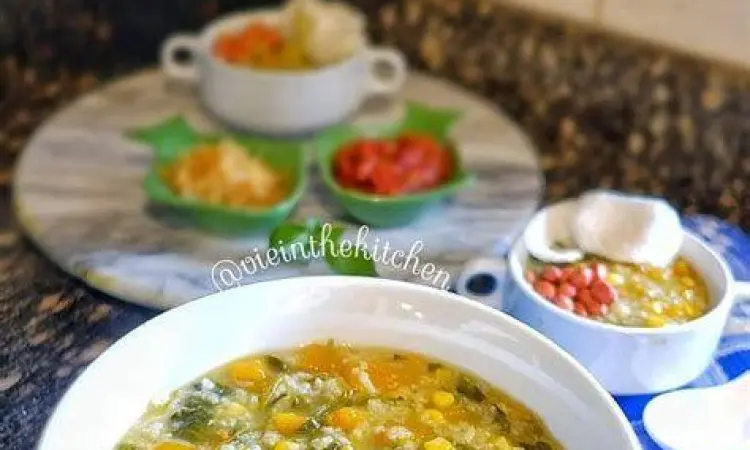 proses memasak resep bubur manado