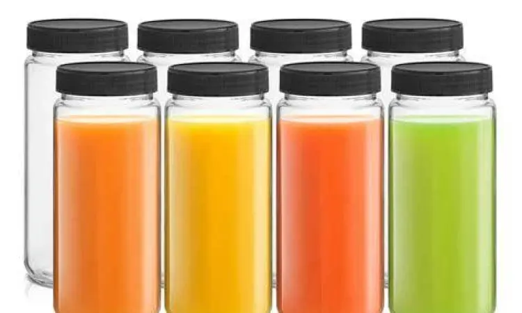 Penyimpanan jus dalam botol kaca