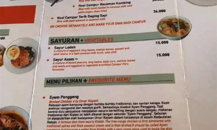 Menu Nasi Campur Spesial Warung Bu Ageng