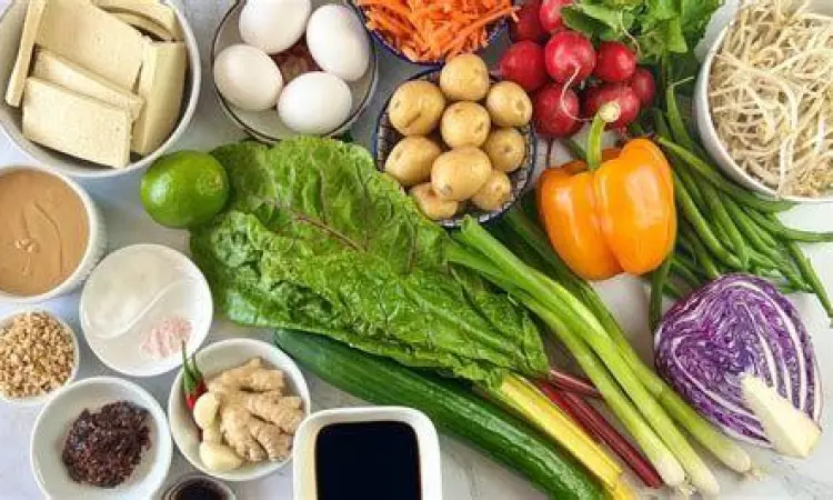 Komposisi Bahan Gado Gado bahan bahan gado gado mentah dalam satu frame