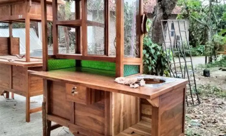 gerobak mie ayam tradisional kayu