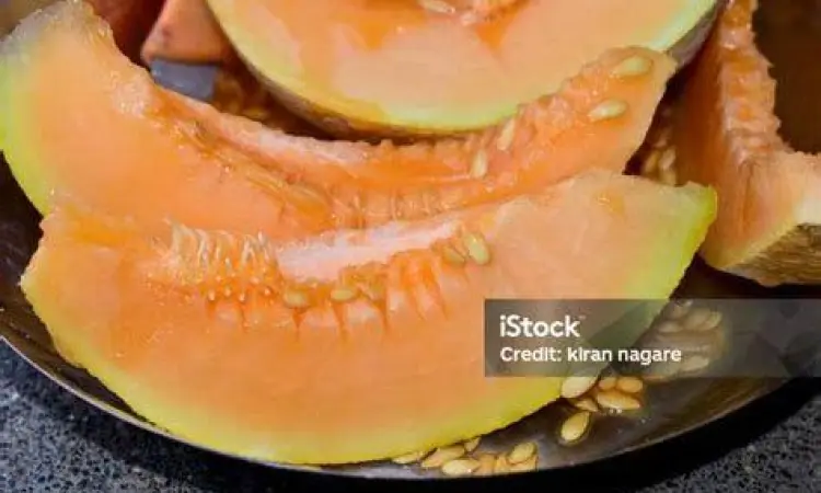 Sajian Melon Segar potongan buah melon segar di piring saji