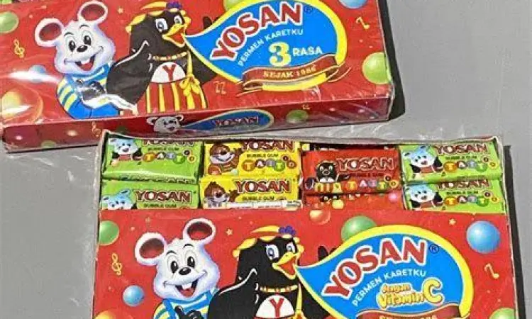 Permen Yosan Legendaris Permen karet Yosan dengan koleksi huruf hadiah