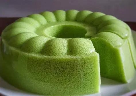 Detail Tekstur Puding Lumut Tekstur full lumut pada puding pandan