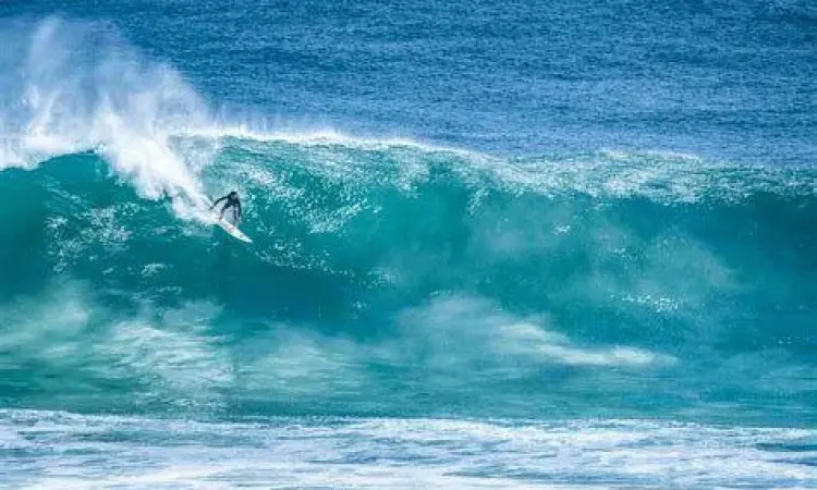 Surfing di Padang Padang Peselancar profesional menaklukkan ombak besar di Pantai Padang Padang
