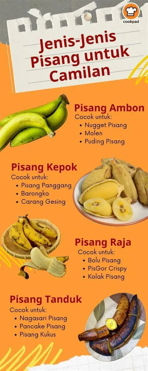 Varietas Pisang Indonesia Perbedaan visual antara pisang meja dan pisang olahan