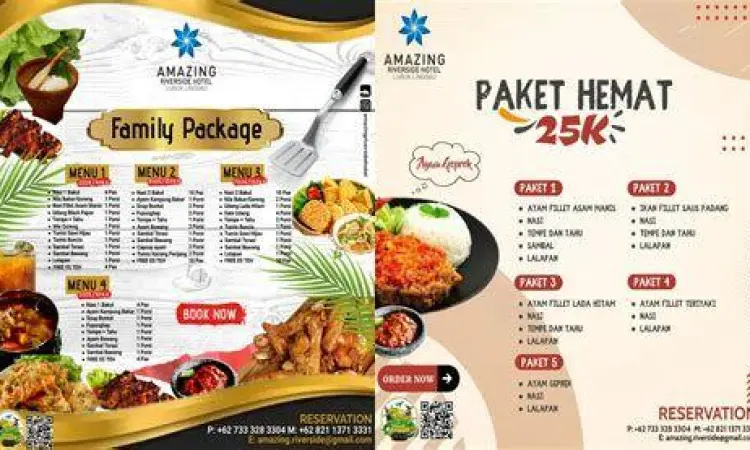 Meja makan penuh dengan hidangan paket keluarga