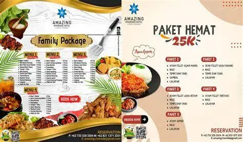 Menu Paket Sharing Keluarga Meja makan penuh dengan hidangan paket keluarga