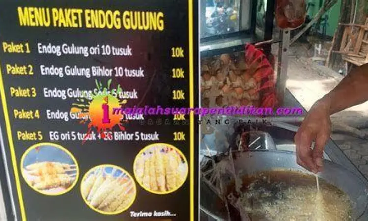 Proses pembuatan telur gulung oleh pedagang profesional