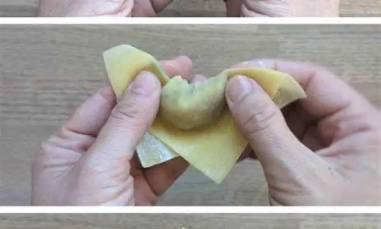 Melipat Wonton Mini Teknik melipat crispy mini wonton bentuk bunga