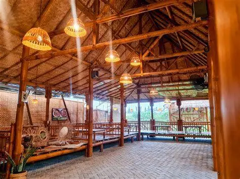 Desain Tradisional Saung Sawah Interior tradisional resto saung sawah dari bambu dan atap rumbia