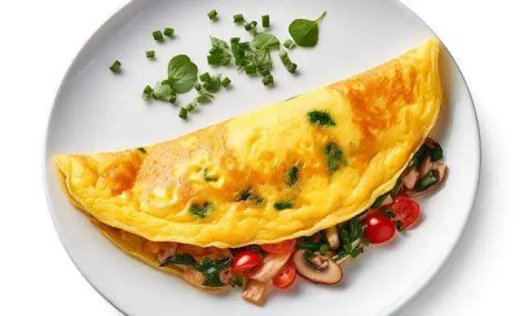 Foto makro tekstur telur dadar yang lembut