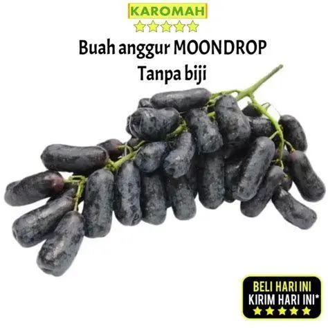 Detail Anggur Hitam Panjang Tampilan dekat buah anggur hitam panjang yang renyah
