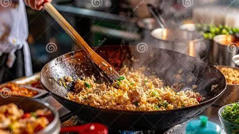 Teknik Wok Hei Proses memasak nasi goreng dengan api besar