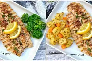 Dori Panggang Sehat Ikan dori panggang dengan sayuran