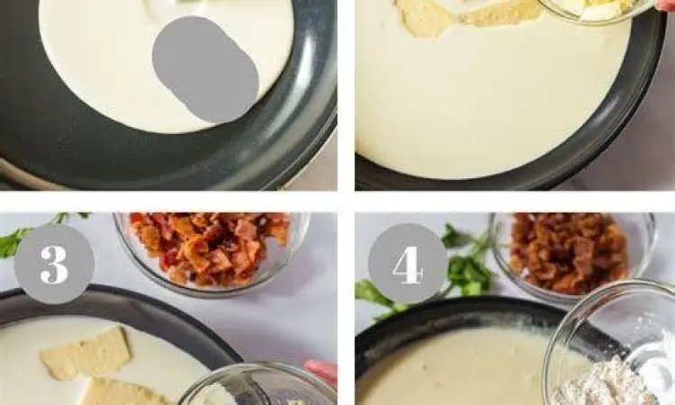 Proses pembuatan saus keju roux untuk pasta