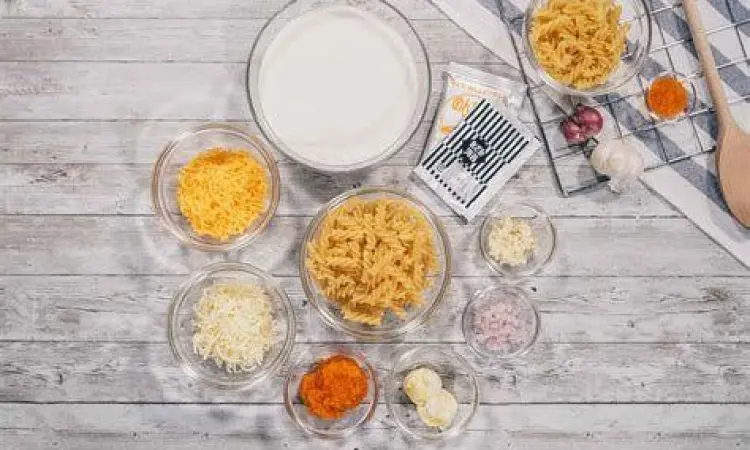 Bahan Utama Pasta Keju Bahan-bahan berkualitas untuk membuat mac n cheese