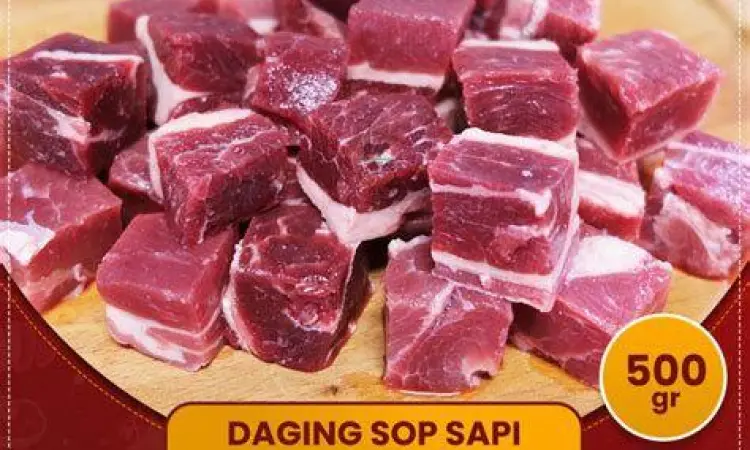 Berbagai jenis potongan daging sapi untuk bahan sop