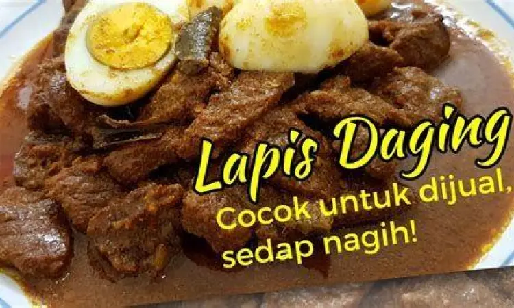 Daging Bumbu Lapis Siap Hidang Sajian akhir daging bumbu lapis dengan nasi putih