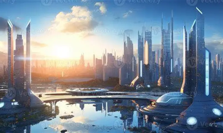 Pemandangan futuristik hasil generate AI