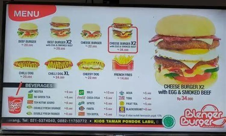 Menu Cheese Burger Blenger dengan porsi daging tebal