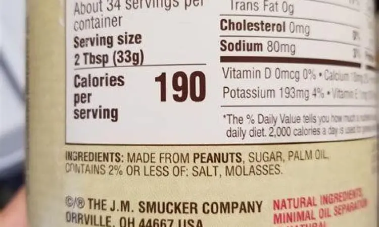 Label komposisi selai kacang alami tanpa gula tambahan