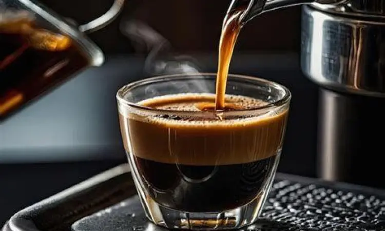 Proses menuangkan espresso ke dalam kopi hitam